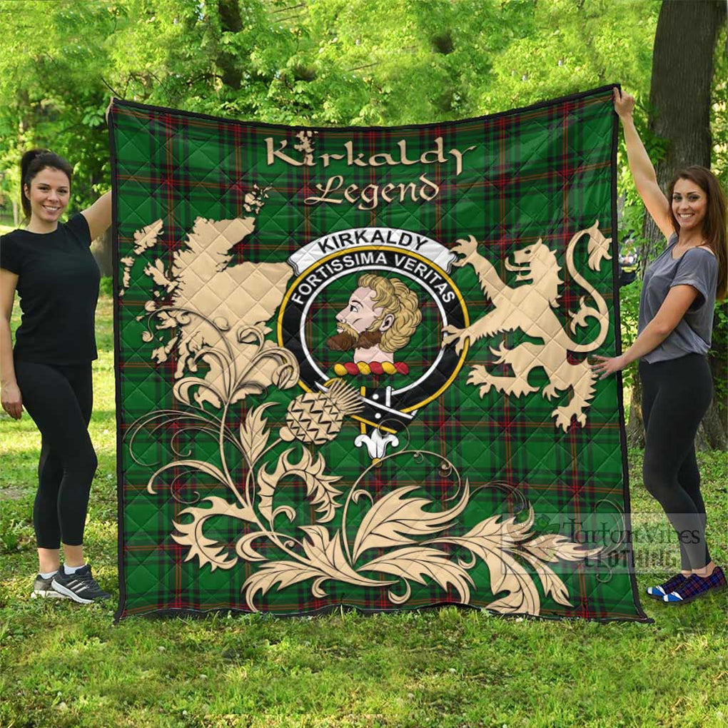 Tartan Vibes Clothing Kirkaldy Tartan Quilt with Family Crest and Scottish Symbol Style