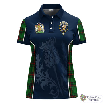 Kirkaldy Tartan Women's Polo Shirt with Family Crest and Scottish Thistle Vibes Sport Style