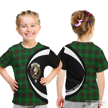 Kirkaldy Tartan Kid T-Shirt with Family Crest Circle Style