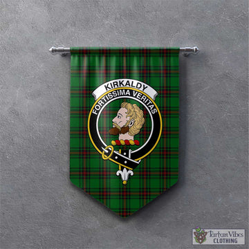 Kirkaldy Tartan Gonfalon, Tartan Banner with Family Crest