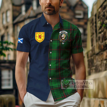 Kirkaldy Tartan Short Sleeve Button Shirt Alba with Scottish Lion Royal Arm Half Style