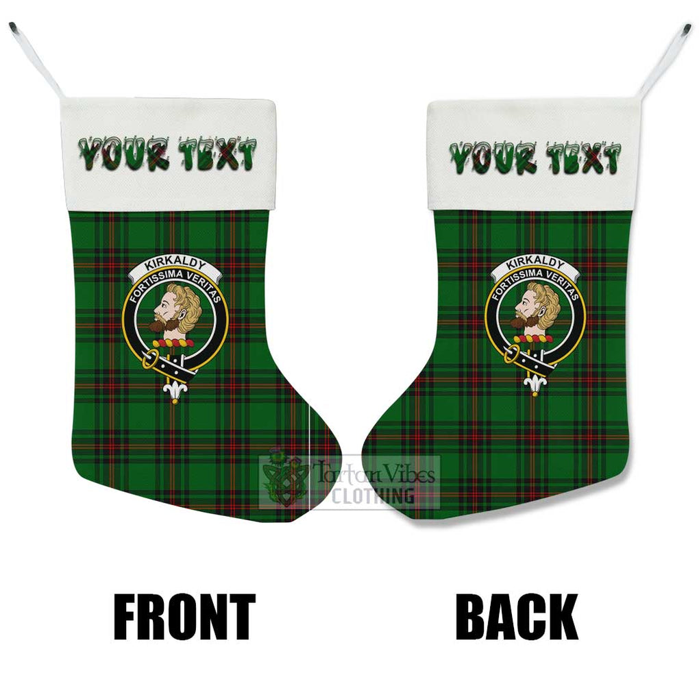 Tartan Vibes Clothing Kirkaldy Tartan Family Crest Christmas Stocking with Personalized Text