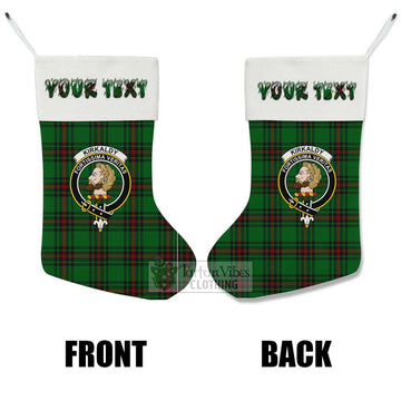 Kirkaldy Tartan Family Crest Christmas Stocking with Personalized Text