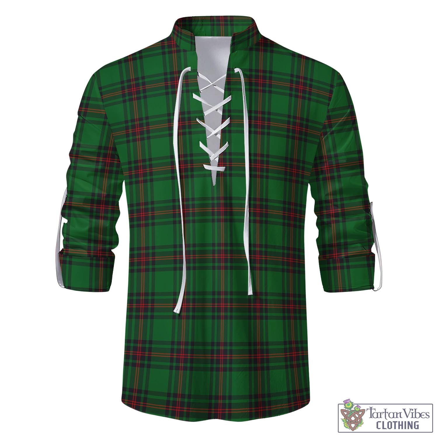 Tartan Vibes Clothing Kirkaldy Tartan Men's Scottish Traditional Jacobite Ghillie Kilt Shirt