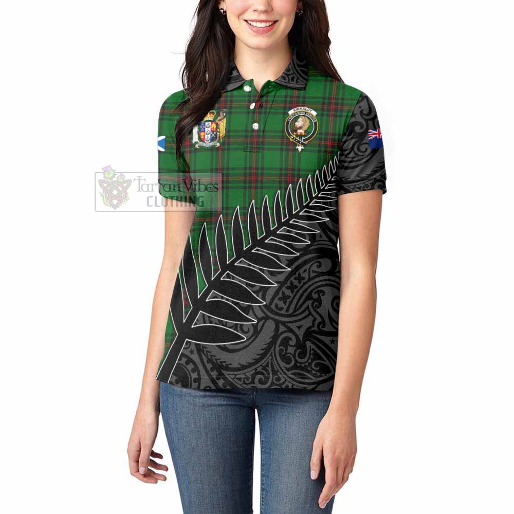 Tartan Vibes Clothing Kirkaldy Crest Tartan Women's Polo Shirt with New Zealand Silver Fern Half Style