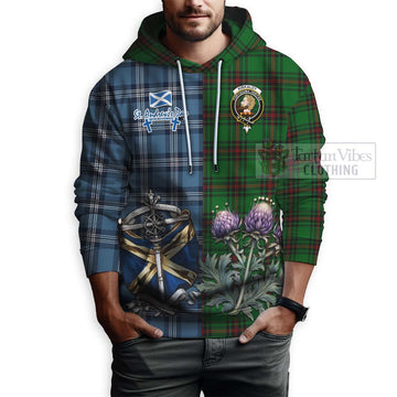 Kirkaldy Tartan Hoodie Happy St. Andrew's Day Half Tartan Style