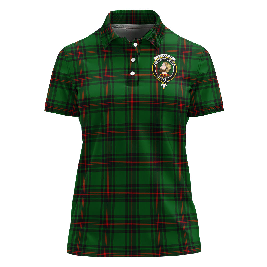 Kirkaldy Tartan Polo Shirt with Family Crest For Women - Tartan Vibes Clothing