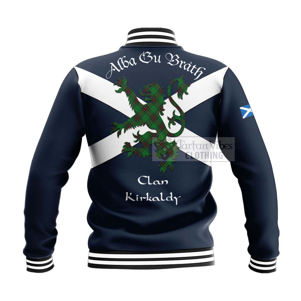 Tartan Vibes Clothing Kirkaldy Tartan Lion Rampant Baseball Jacket – Proudly Display Your Heritage with Alba Gu Brath and Clan Name