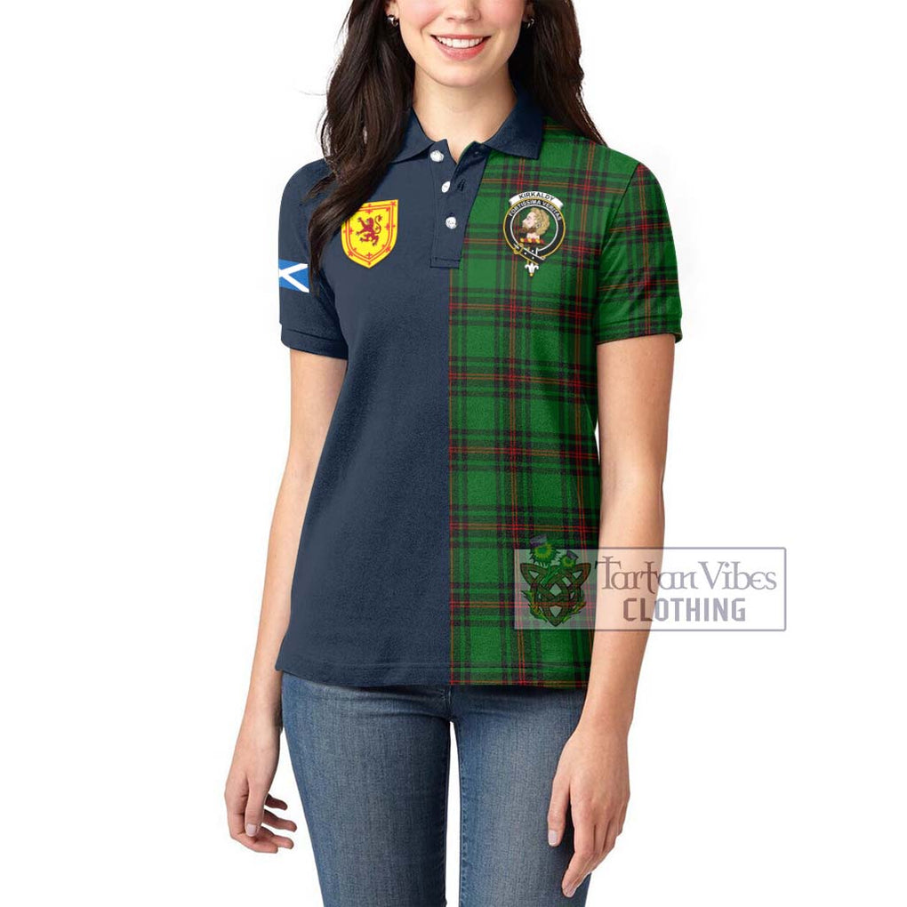 Kirkaldy Tartan Women's Polo Shirt Alba with Scottish Lion Royal Arm Half Style - Tartan Vibes Clothing