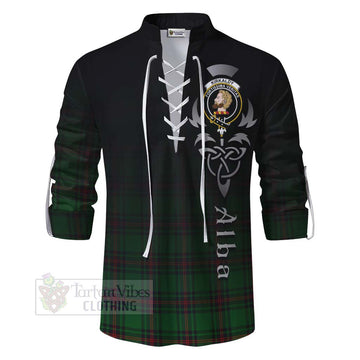 Kirkaldy Tartan Ghillie Kilt Shirt Featuring Alba Gu Brath Family Crest Celtic Inspired