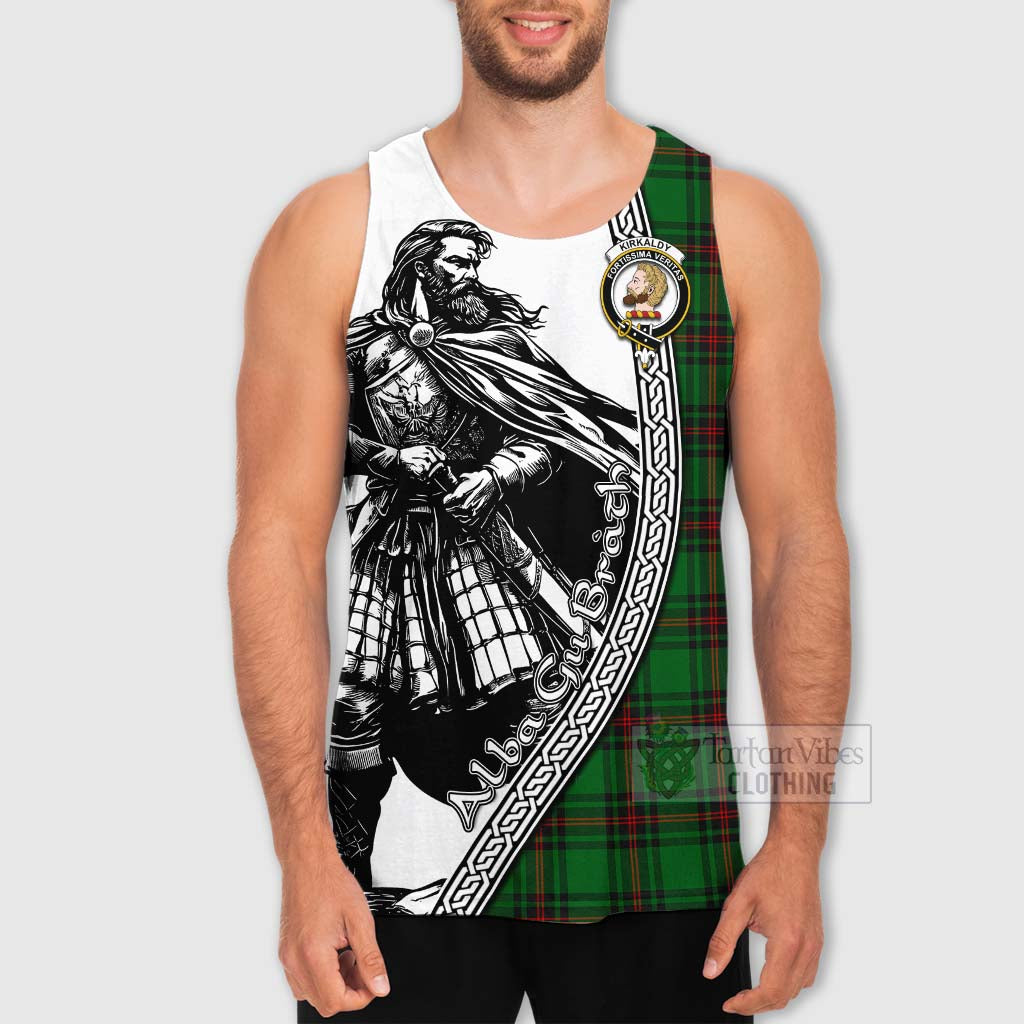 Kirkaldy Tartan Clan Crest Men's Tank Top with Highlander Warrior Celtic Style - Tartan Vibes Clothing