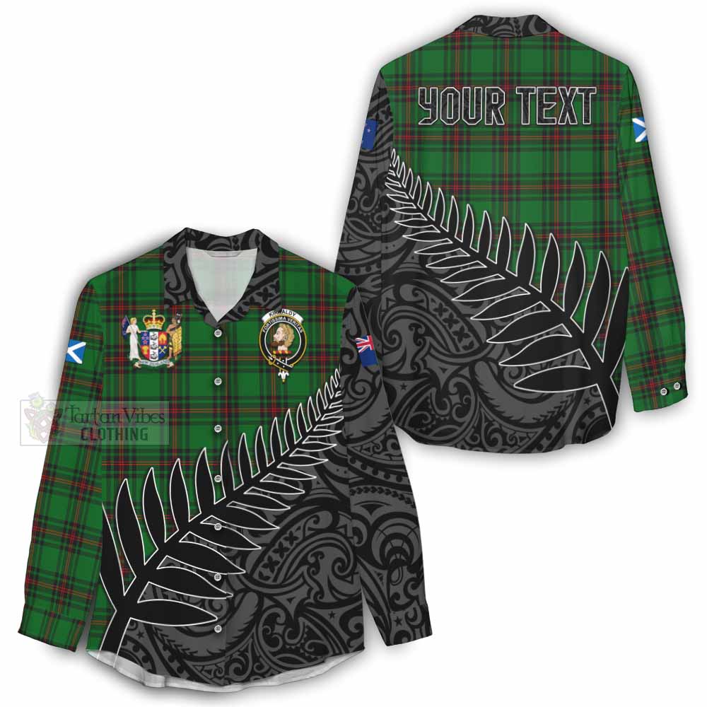 Tartan Vibes Clothing Kirkaldy Crest Tartan Women's Casual Shirt with New Zealand Silver Fern Half Style