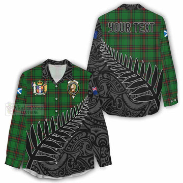 Kirkaldy Crest Tartan Women's Casual Shirt with New Zealand Silver Fern Half Style