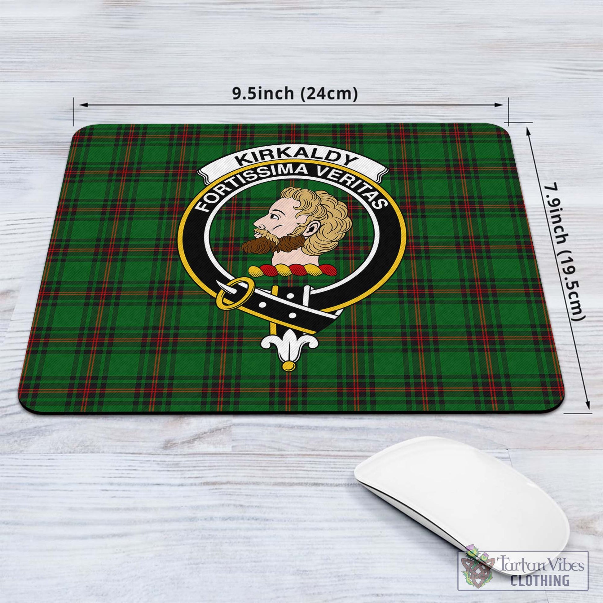 Tartan Vibes Clothing Kirkaldy Tartan Mouse Pad with Family Crest