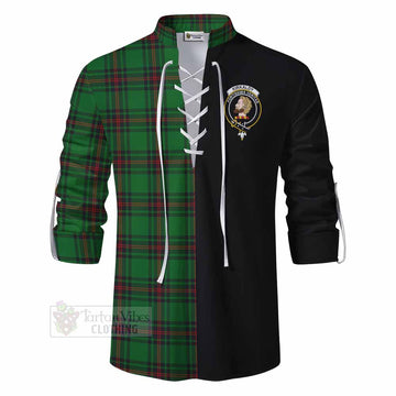 Kirkaldy Tartan Ghillie Kilt Shirt with Family Crest and Half Of Me Style