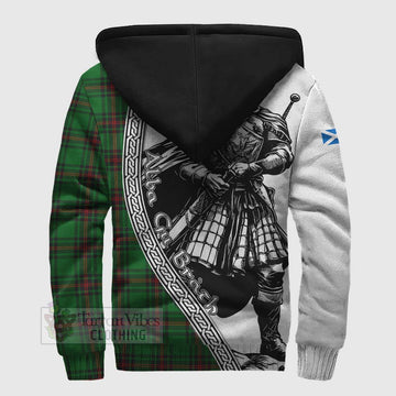 Kirkaldy Tartan Clan Crest Sherpa Hoodie with Highlander Warrior Celtic Style