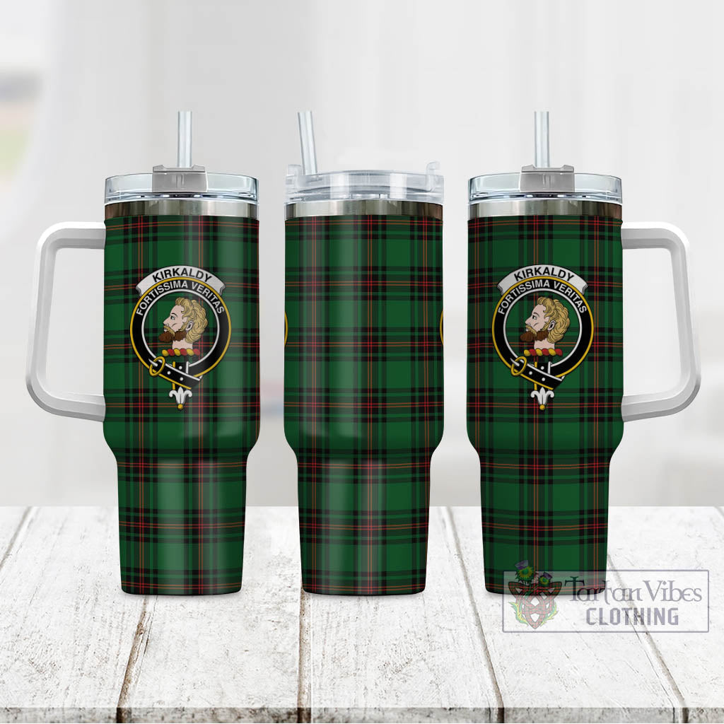 Tartan Vibes Clothing Kirkaldy Tartan and Family Crest Tumbler with Handle