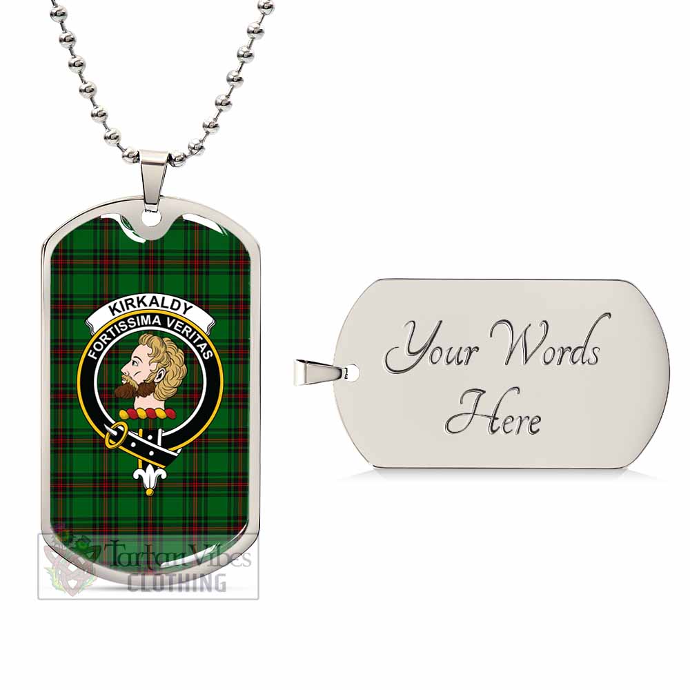 Tartan Vibes Clothing Kirkaldy Tartan Dog Tag Necklace with Family Crest