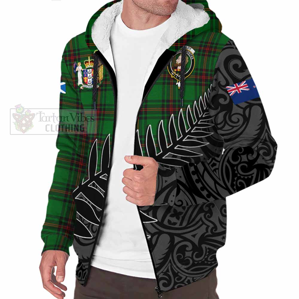 Tartan Vibes Clothing Kirkaldy Crest Tartan Sherpa Hoodie with New Zealand Silver Fern Half Style