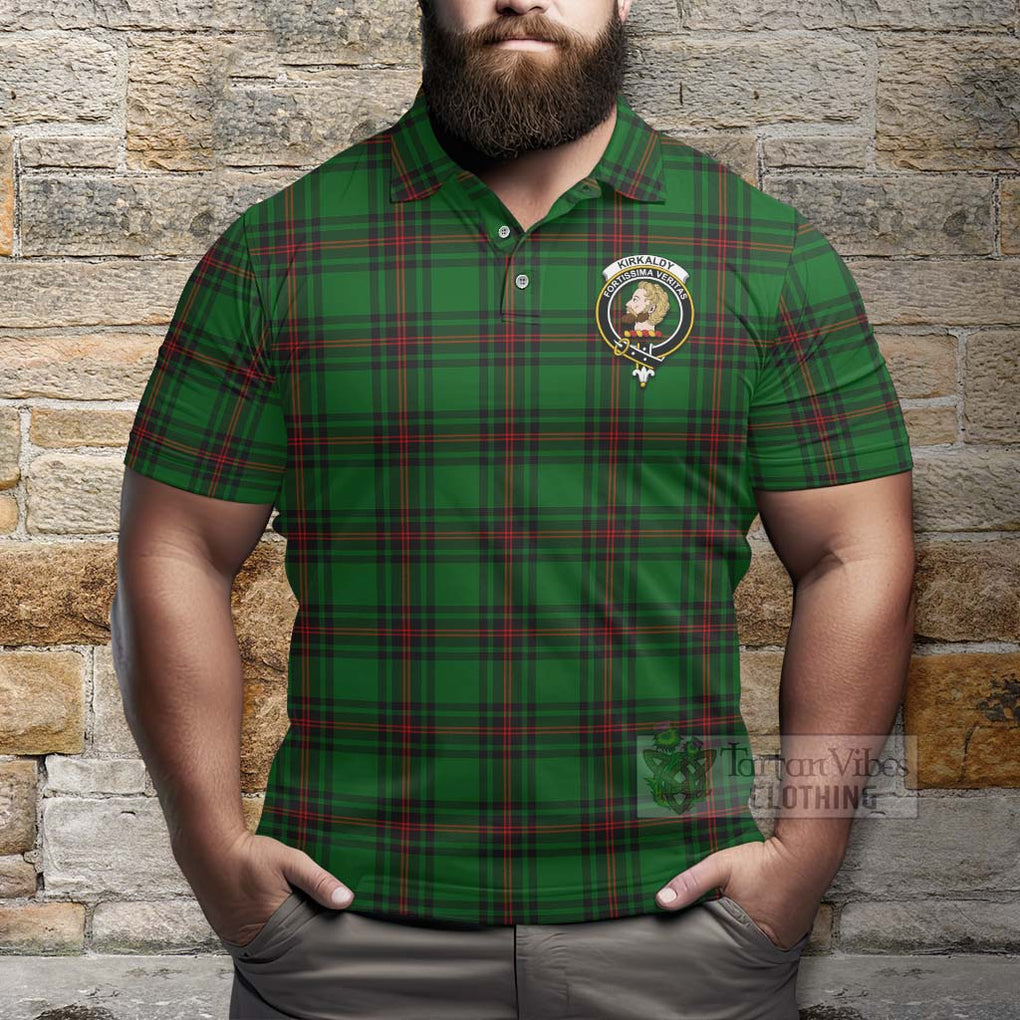 Kirkaldy Tartan Polo Shirt with Family Crest Celtic Skull Style - Tartan Vibes Clothing