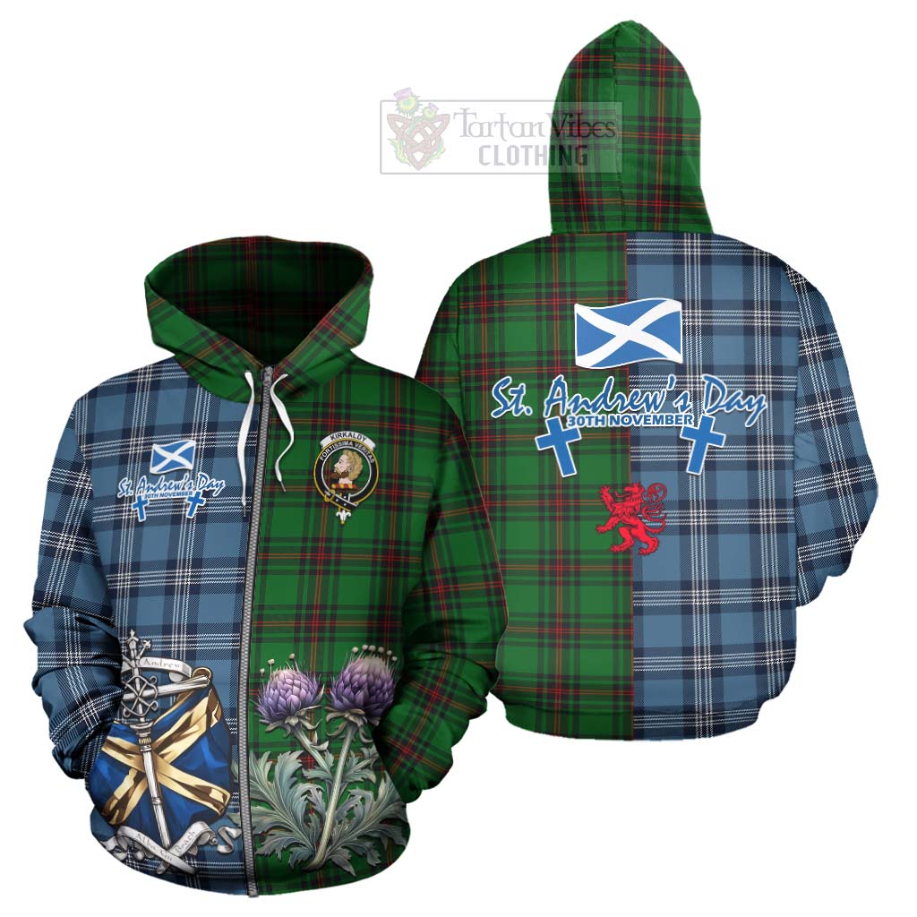 Tartan Vibes Clothing Kirkaldy Tartan Hoodie Happy St. Andrew's Day Half Tartan Style