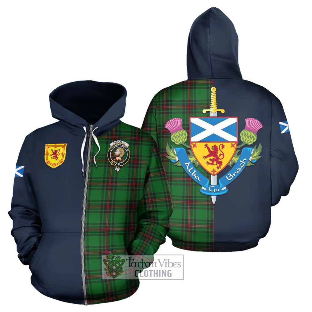 Tartan Vibes Clothing Kirkaldy Tartan Hoodie with Scottish Lion Royal Arm Half Style