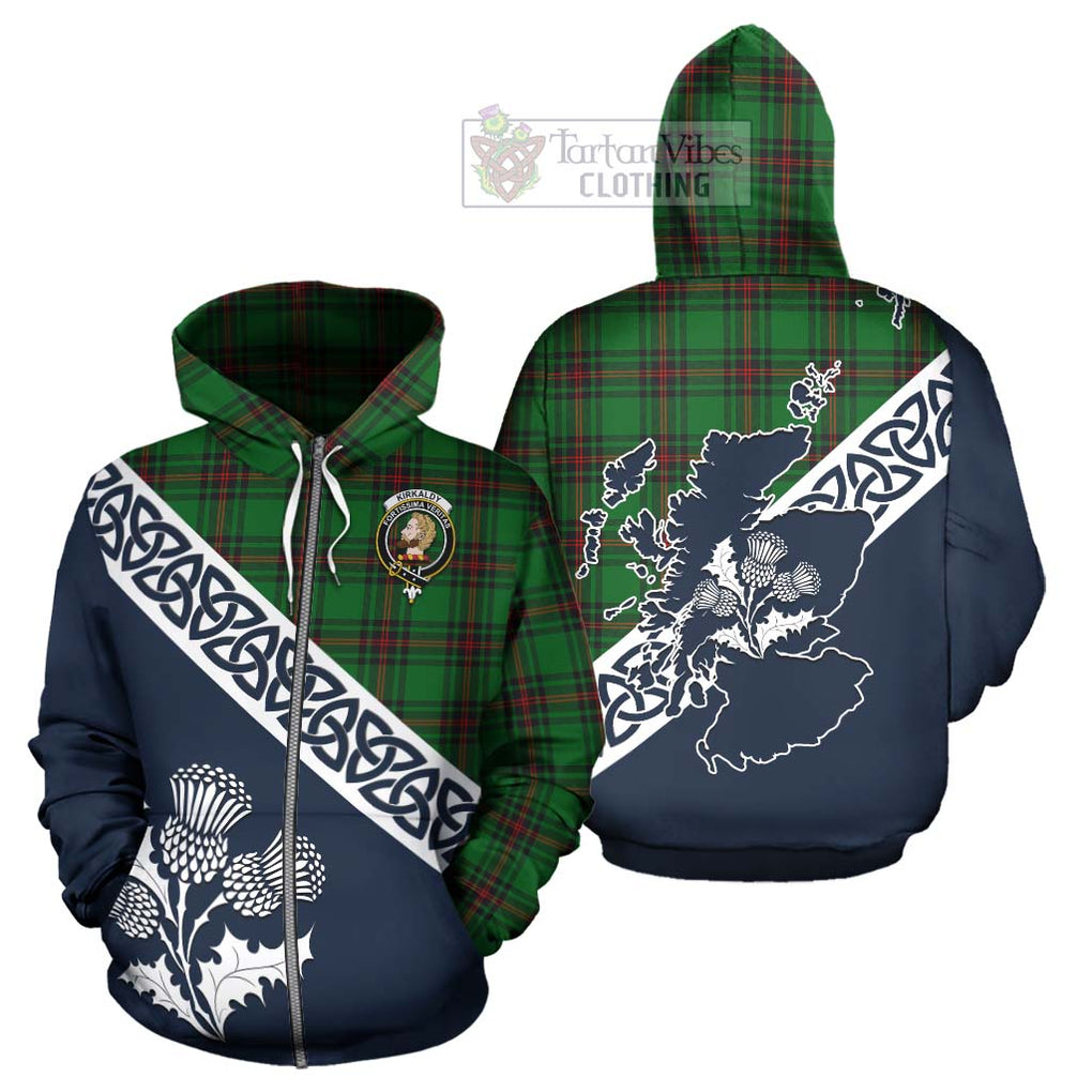 Tartan Vibes Clothing Kirkaldy Tartan Hoodie Featuring Thistle and Scotland Map