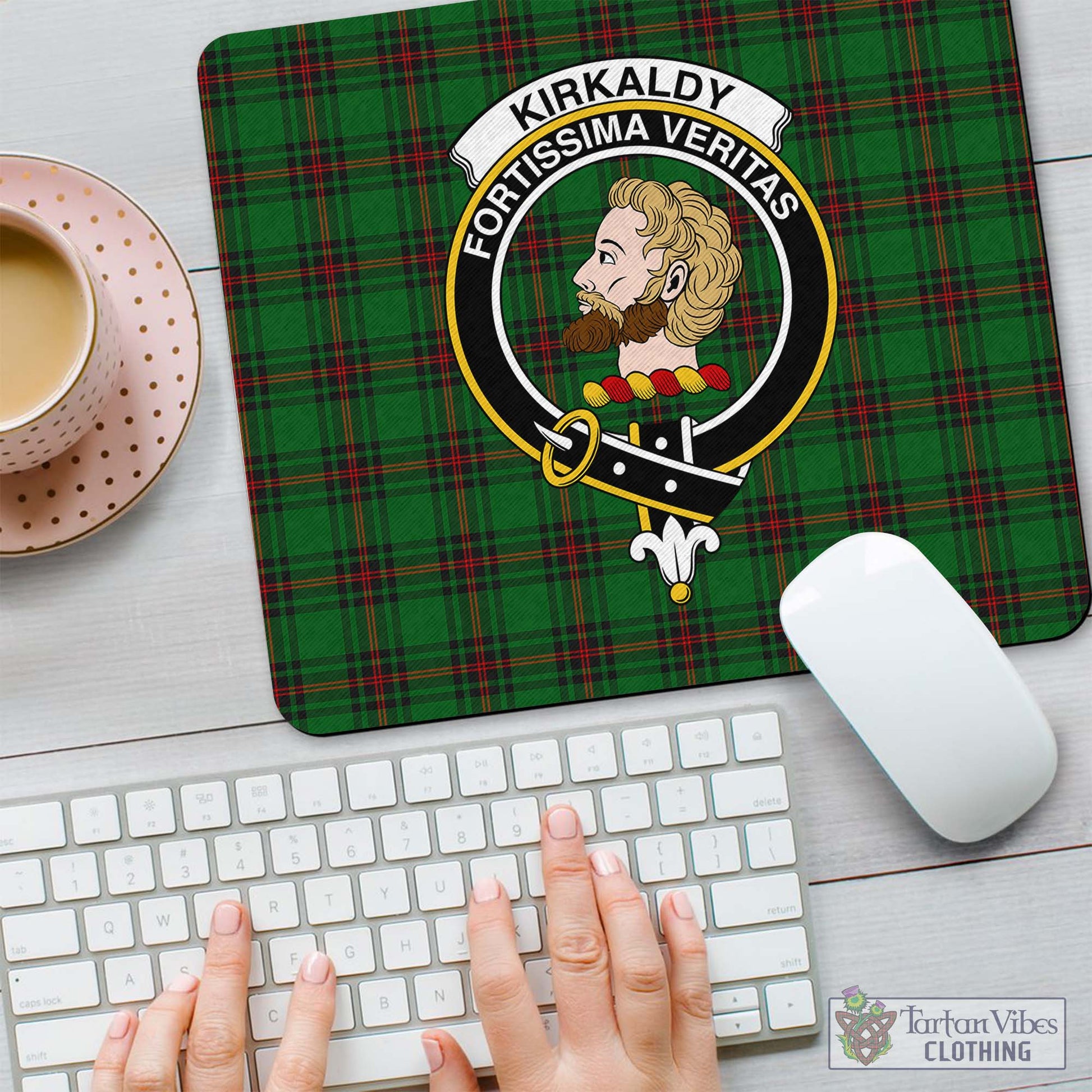 Tartan Vibes Clothing Kirkaldy Tartan Mouse Pad with Family Crest