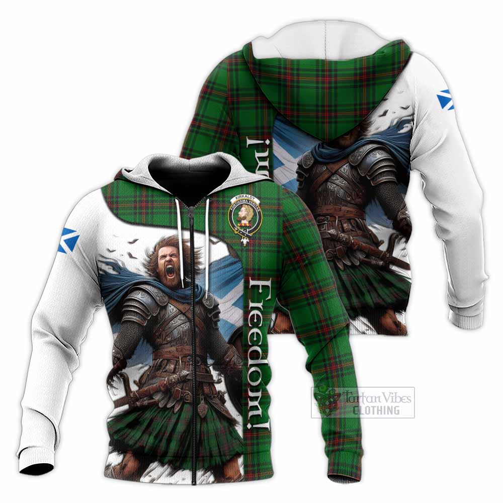 Tartan Vibes Clothing Kirkaldy Crest Tartan Knitted Hoodie Inspired by the Freedom of Scottish Warrior