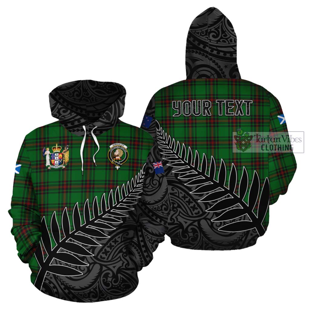 Tartan Vibes Clothing Kirkaldy Crest Tartan Cotton Hoodie with New Zealand Silver Fern Half Style