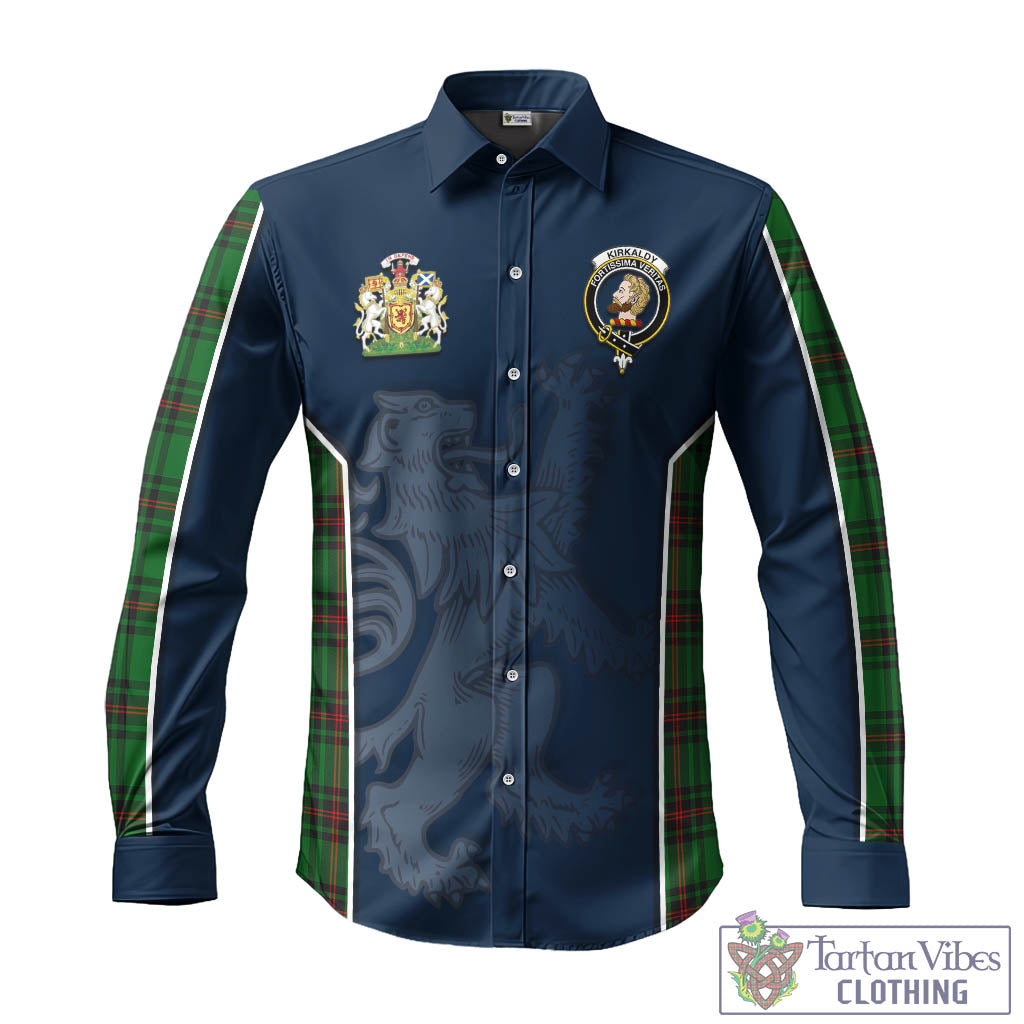 Tartan Vibes Clothing Kirkaldy Tartan Long Sleeve Button Up Shirt with Family Crest and Lion Rampant Vibes Sport Style