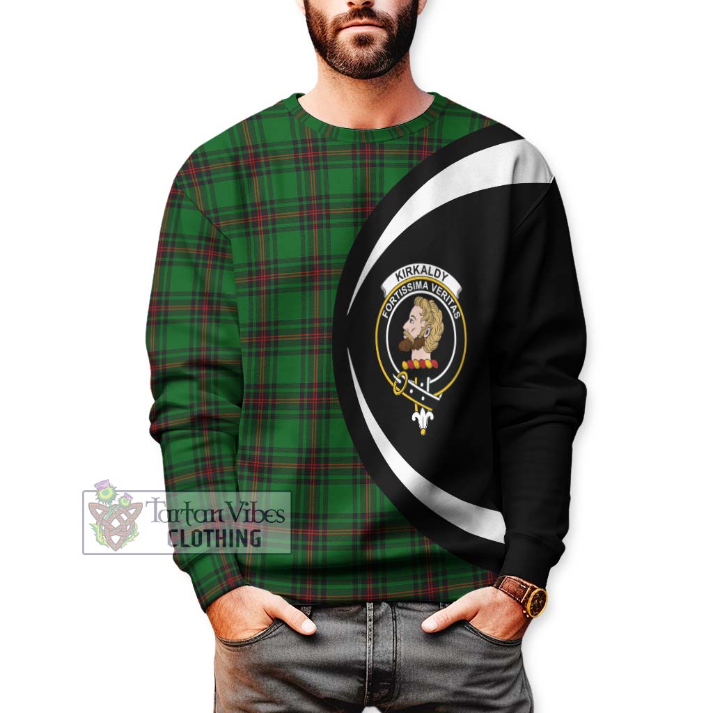 Kirkaldy Tartan Sweatshirt with Family Crest Circle Style - Tartan Vibes Clothing