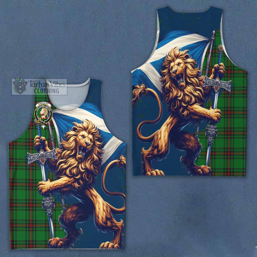 Tartan Vibes Clothing Kirkaldy Tartan Family Crest Men's Tank Top with Scottish Majestic Lion