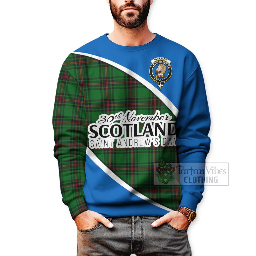 Tartan Vibes Clothing Kirkaldy Family Crest Tartan Sweatshirt Celebrate Saint Andrew's Day in Style