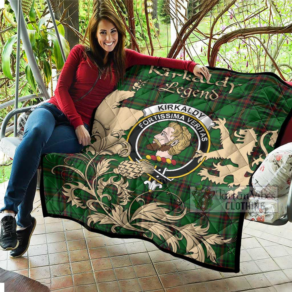 Tartan Vibes Clothing Kirkaldy Tartan Quilt with Family Crest and Scottish Symbol Style