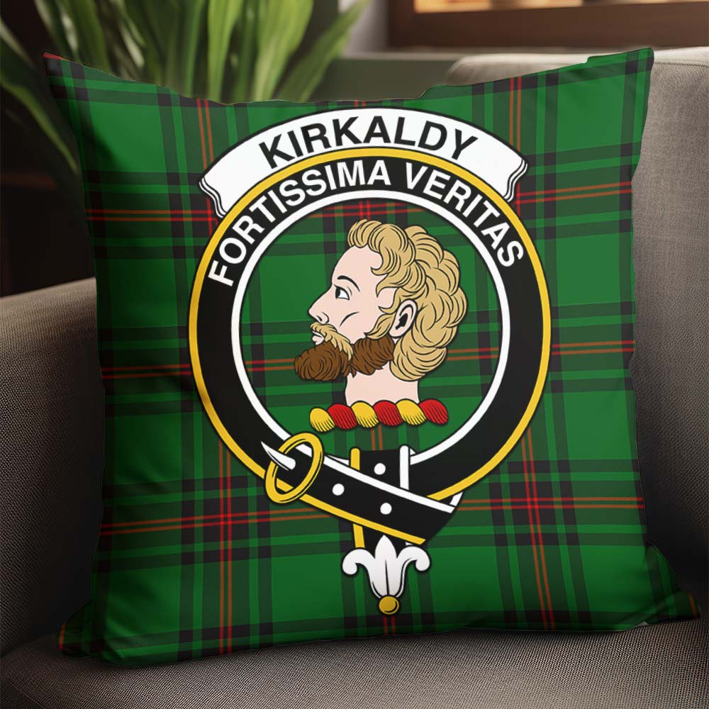 Kirkaldy Tartan Pillow Cover with Family Crest - Tartanvibesclothing