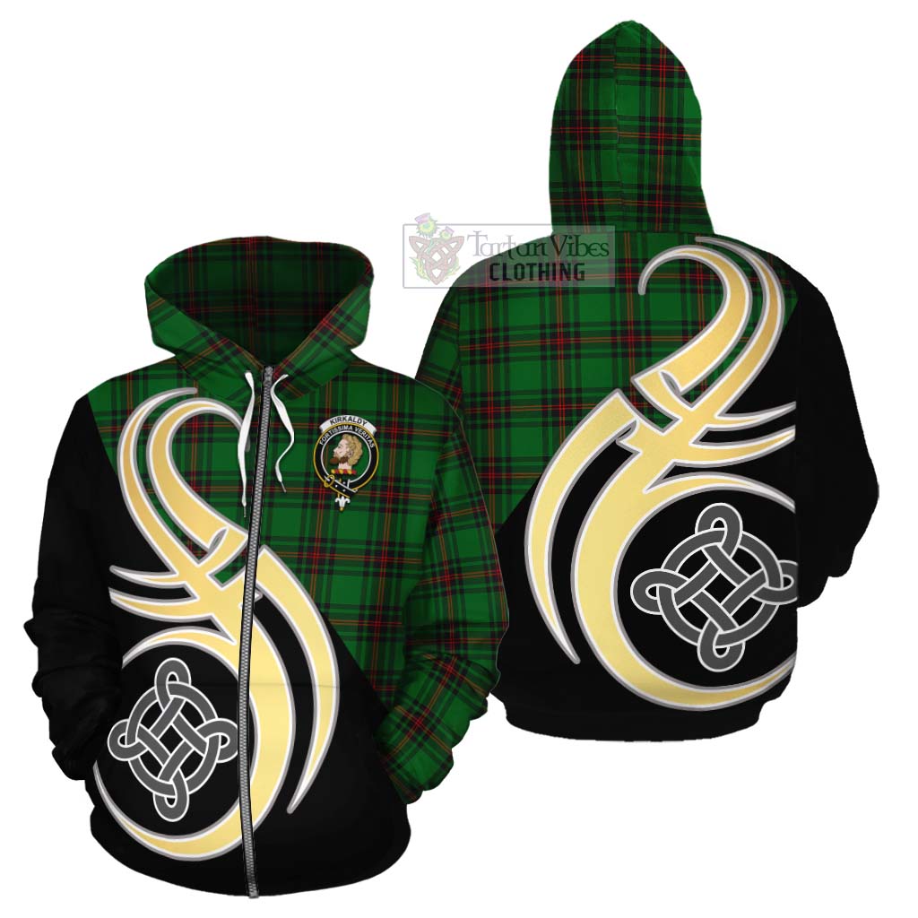 Tartan Vibes Clothing Kirkaldy Tartan Cotton Hoodie with Family Crest and Celtic Symbol Style