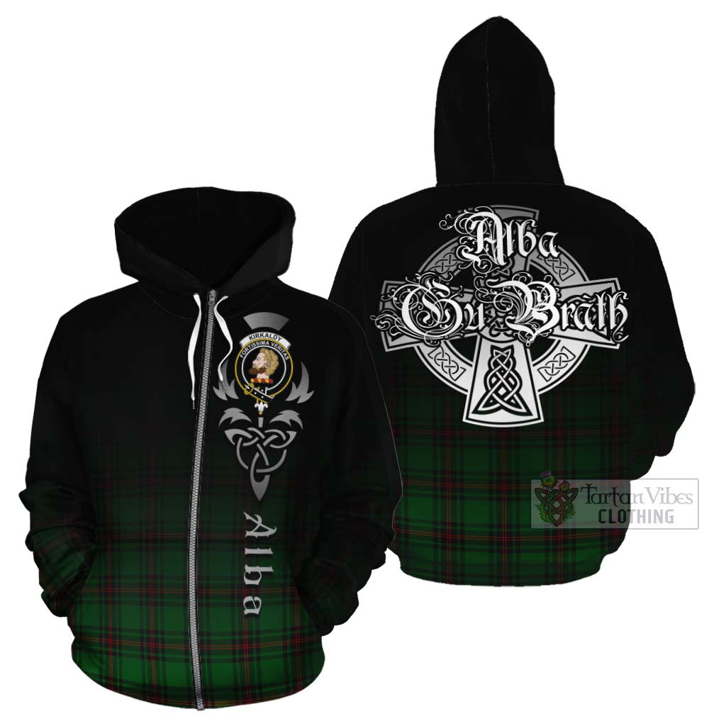 Tartan Vibes Clothing Kirkaldy Tartan Cotton Hoodie Featuring Alba Gu Brath Family Crest Celtic Inspired