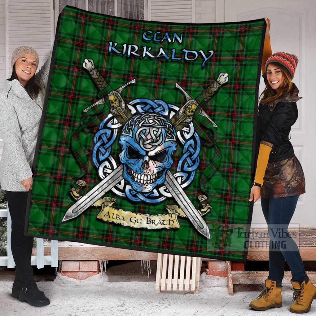 Tartan Vibes Clothing Kirkaldy Tartan Quilt with Celtic Skull Alba Gu Brath Style