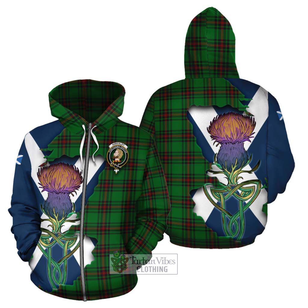 Kirkaldy Tartan Family Crest Cotton Hoodie Scottish Thistle Celtic Inspired Zip Hoodie - Tartan Vibes Clothing