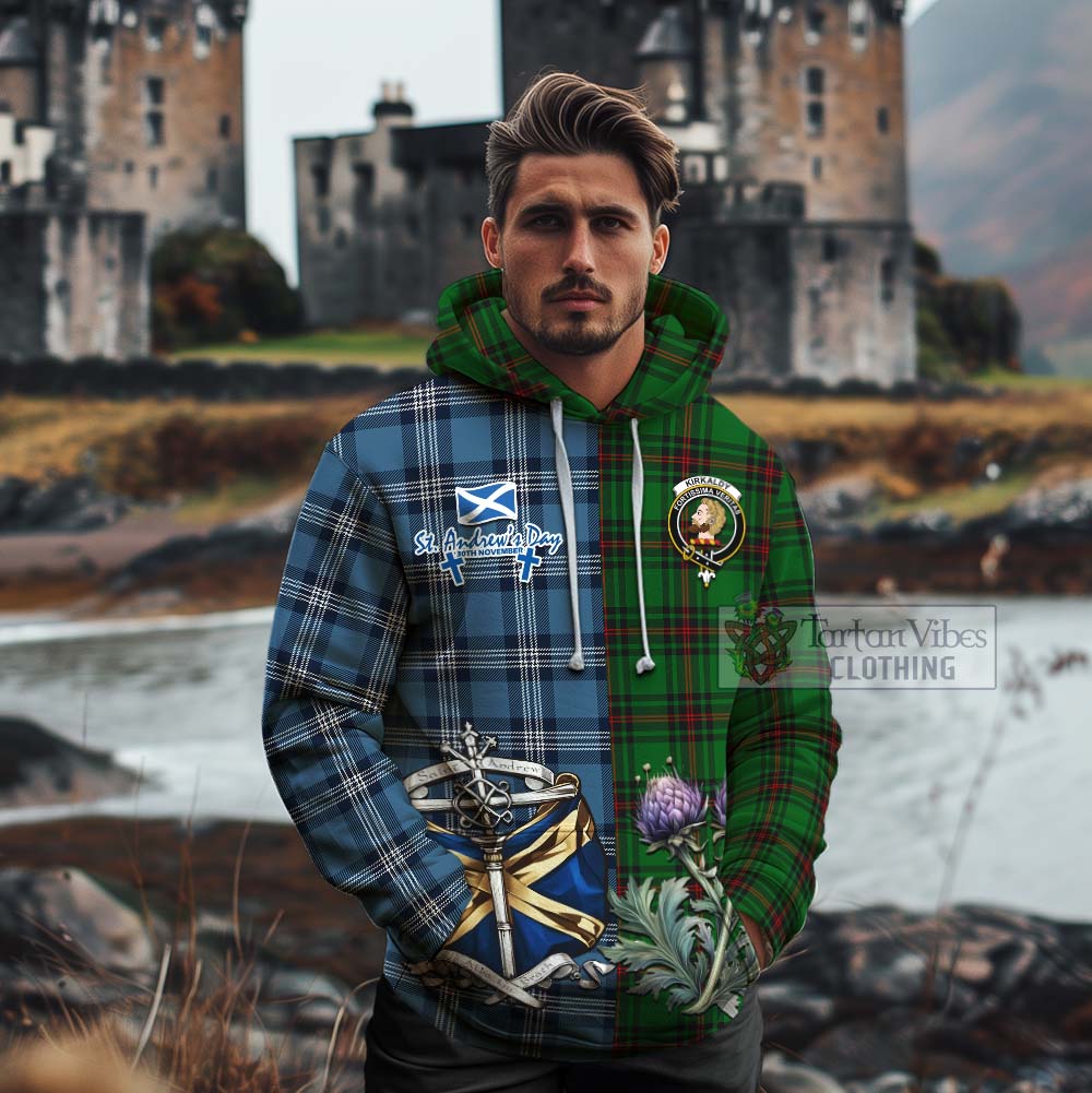 Tartan Vibes Clothing Kirkaldy Tartan Cotton Hoodie Happy St. Andrew's Day Half Tartan Style