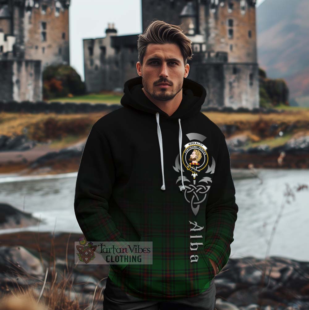 Tartan Vibes Clothing Kirkaldy Tartan Cotton Hoodie Featuring Alba Gu Brath Family Crest Celtic Inspired