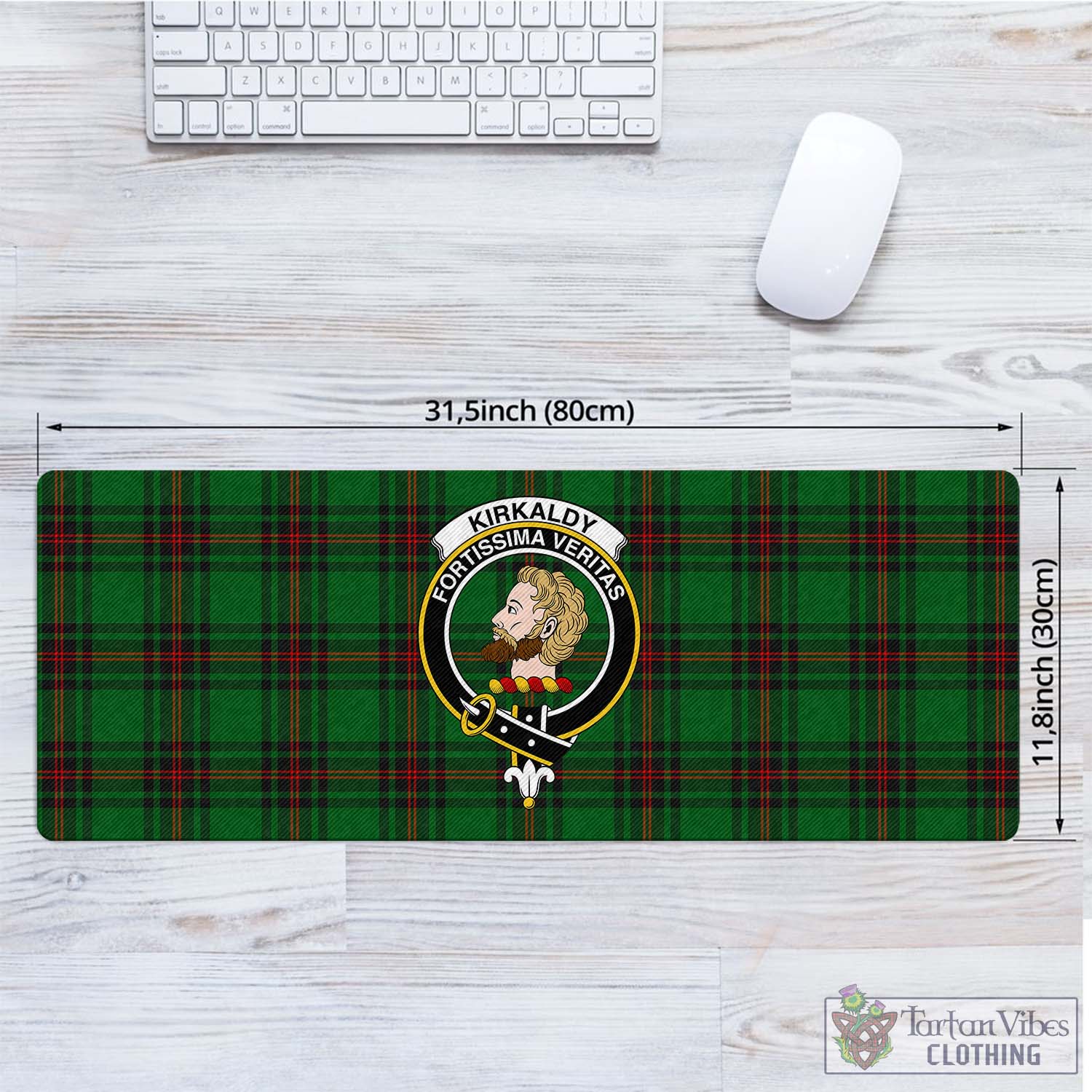 Tartan Vibes Clothing Kirkaldy Tartan Mouse Pad with Family Crest