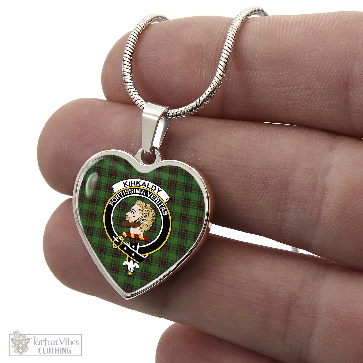 Tartan Vibes Clothing Kirkaldy Tartan Heart Necklace with Family Crest