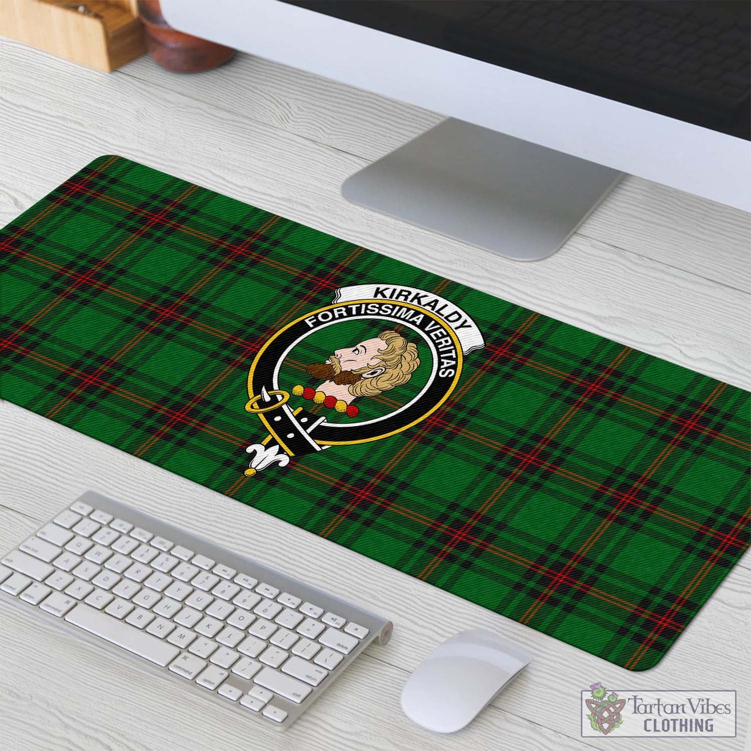 Tartan Vibes Clothing Kirkaldy Tartan Mouse Pad with Family Crest