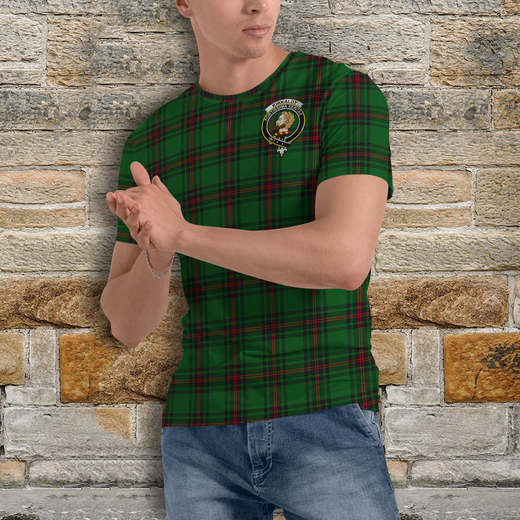 Kirkaldy Tartan T-Shirt with Family Crest - Tartan Vibes Clothing