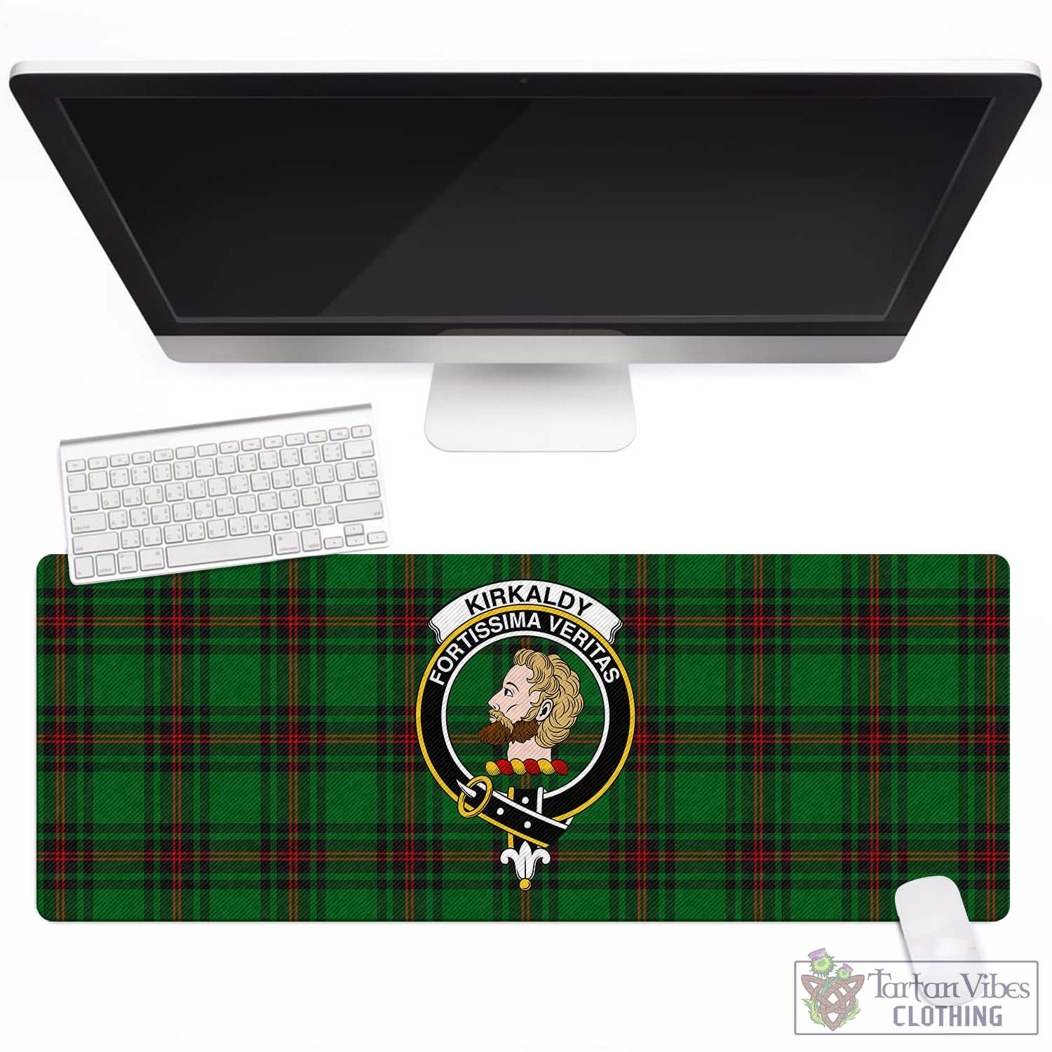 Tartan Vibes Clothing Kirkaldy Tartan Mouse Pad with Family Crest