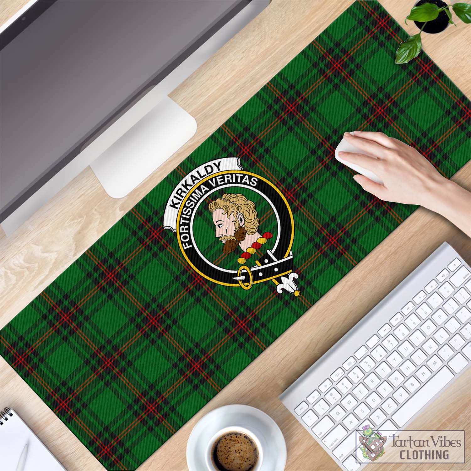 Tartan Vibes Clothing Kirkaldy Tartan Mouse Pad with Family Crest