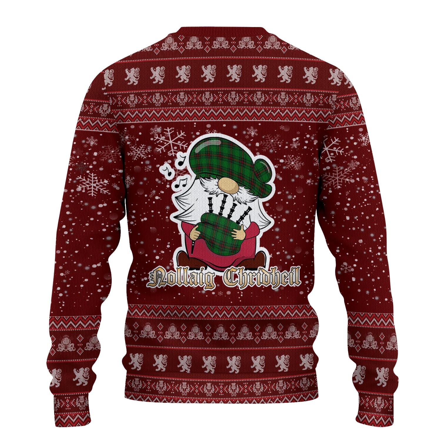 Kirkaldy Clan Christmas Family Knitted Sweater with Funny Gnome Playing Bagpipes - Tartanvibesclothing