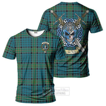 Kirkpatrick Tartan T-Shirt with Family Crest Celtic Skull Style